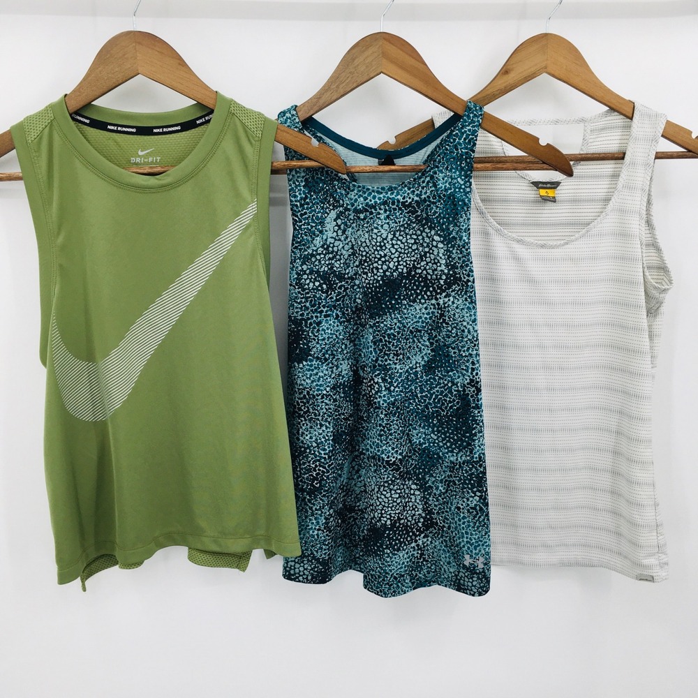 Nike Under Armour Eddie Bauer Workout Tank Top Bundle Womens S Green Blue White